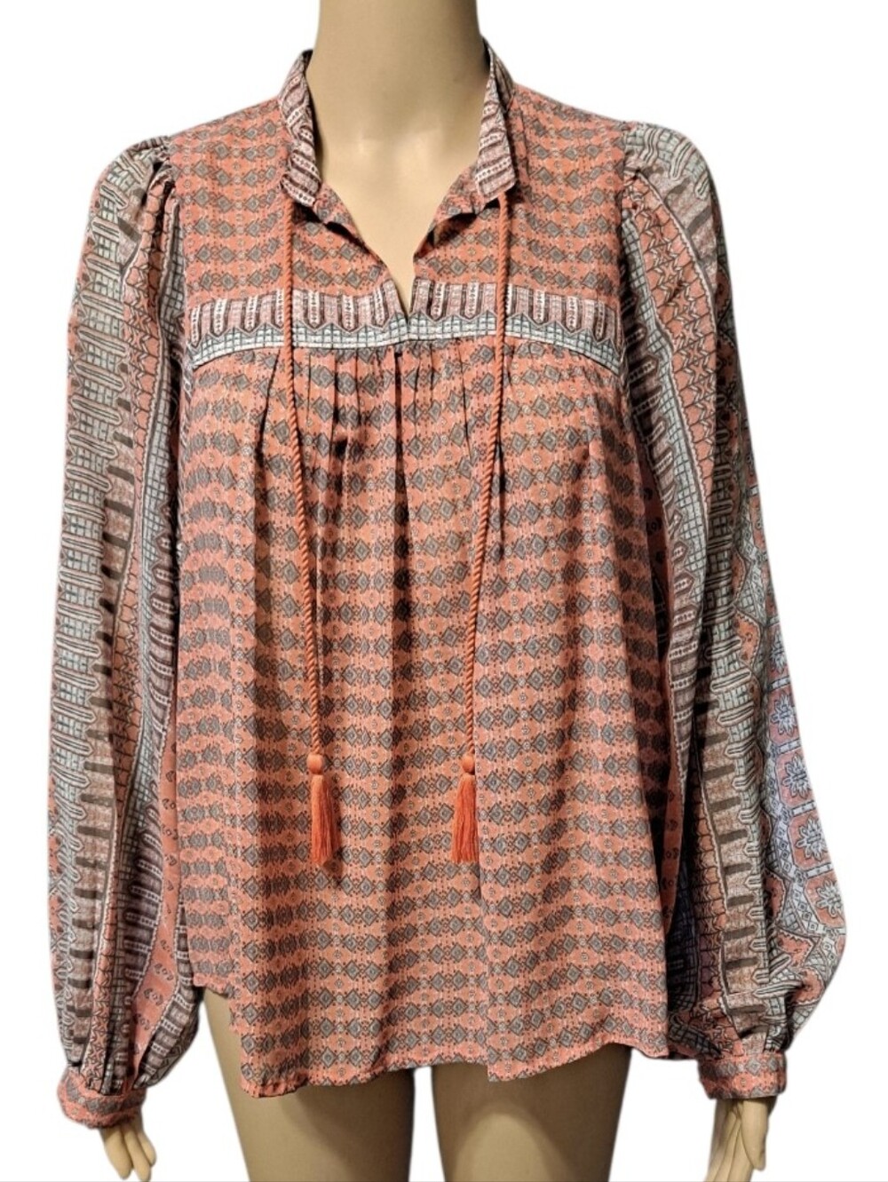 Lucky Brand Boho Long-Sleeve Blouse With Bold Print